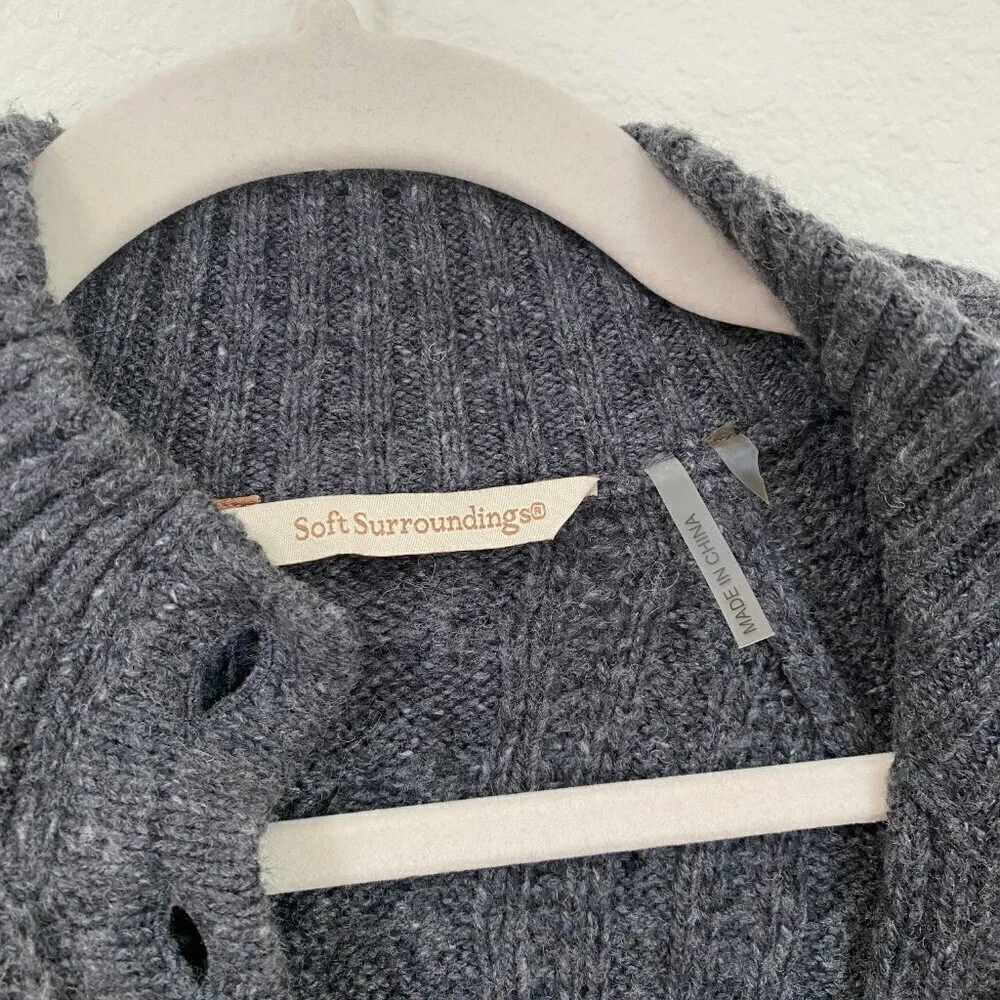 Soft Surroundings Gray Longline Popover Cable Knit Tunic Sweater - Picture 6 of 8